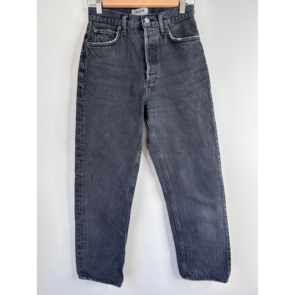 AGOLDE 90s Pinch Waist High Rise Straight Leg Jeans Faded Black Size 24